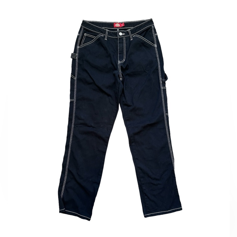 DICKIES Women’s Black With White Detailing Carpenter Cargo Pants Size 5/27